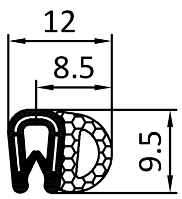 PVC-Kantenschutzdichtprofil mit seitlichem Moosgummischlauch