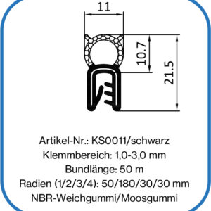 Kantenschutzdichtprofil, ölbeständig, NBR