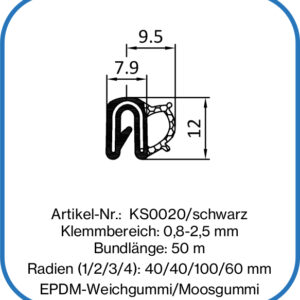 Kantenschutzdichtung aus EPDM, witterungsbeständig