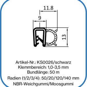 Kantenschutzdichtung mit Moosgummi, ölbeständig