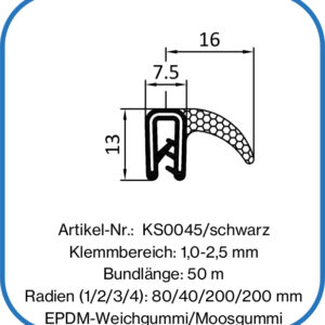 Kantenschutzdichtprofil mit Moosgummi