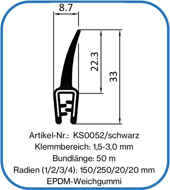 Kantenschutz-Dichtprofil EPDM schwarz