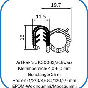 Flexibles Dichtungsprofil mit Moosgummidichtung
