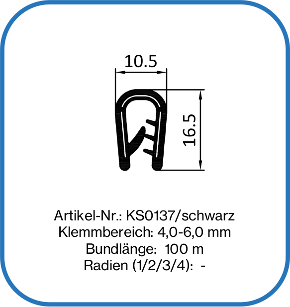 Flexibles Kantenschutzprofil für 4 - 6 mm Bleche