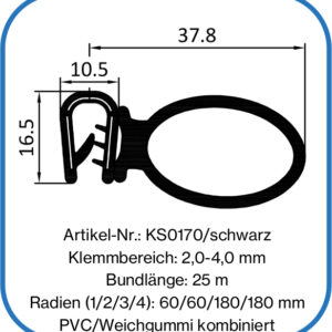 Dichtungsprofil mit Metalleinlage und seitlicher Dichtung