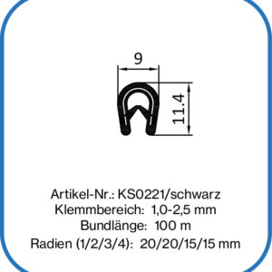 Kantenschutzprofil für 1 - 2,5 mm Blechkanten