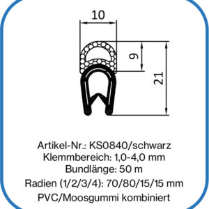 Kantenschutz mit Dichtung oben