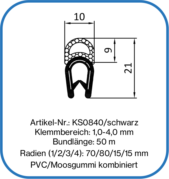 Kantenschutzprofil aus PVC mit Moosgummidichtung – Aufblasbare Dichtungen