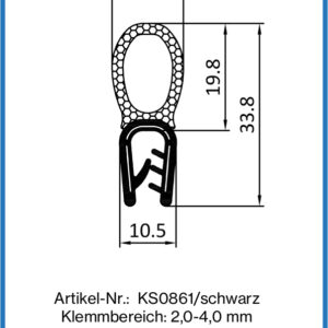 Kantenschutzprofil mit Dichtschlauch oben