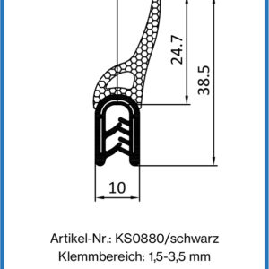 Kantenschutzprofil mit Dichtung oben
