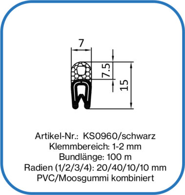 Kantenschutzdichtprofil, schwarz