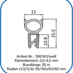 Kantenschutzprofil mit Dichtschlauch oben