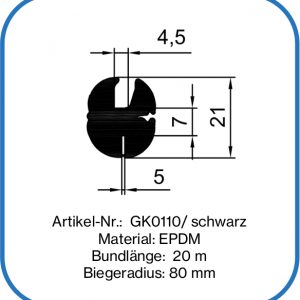 Verglasungsprofil für 4,5 mm Glas, 5 mm Blech