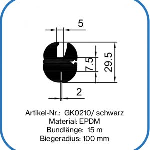 Verglasungsprofil für 5 mm Glas, 2 mm Blech