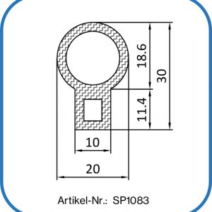 Sonderdichtung aus Silikon, 30 x 20 mm.