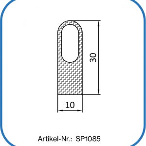 dünnwandiges Silikonprofil 30 x 10 mm mit großem Hohlraum