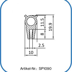 Aufsteckdichtung aus Silikon mit Hohlkammer. Für Bleche mit 2,5 mm Stärke.