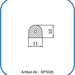 Silikonschnur halbrund mit Hohlkammer, 10 mm hoch.