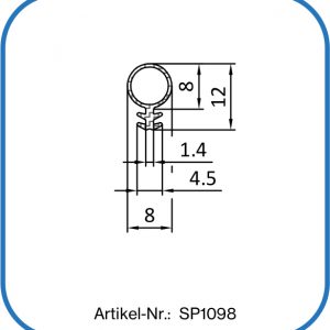 Klappendichtung für Lüftungen aus Silikon. Gesamthöhe 12 mm und 4 mm Nut.