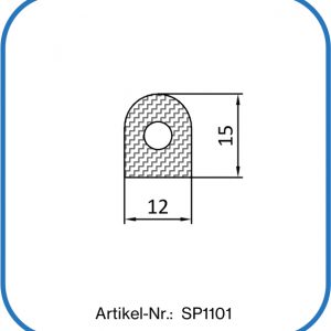 Silikonprofil als Halbrundprofil mit Bohrung, gängige Querschnittsgröße