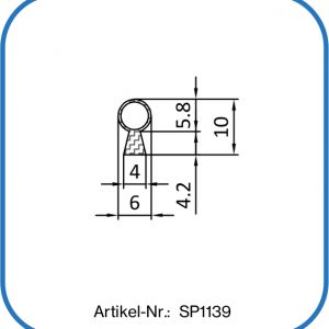 Einziehprofil aus Silikon, 10x6mm, Türzargendichtung