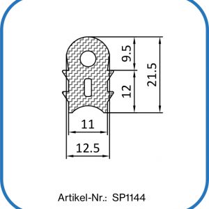Gummidichtung aus Silikon, mit Hohlkammer, 21,5x12,5mm