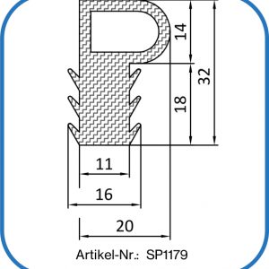 P-Dichtung aus Silikon, 32x20mm, Haubendichtung, Haubengummi
