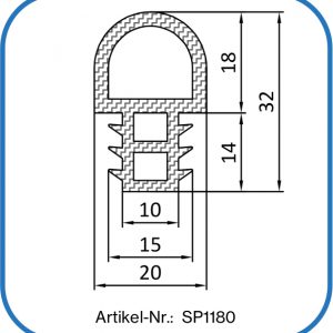 Silikonprofil als Steckdichtung, 32x20mm, Kippbehälterdichtung