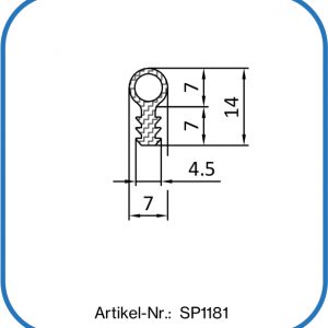 Einziehprofil aus Silikon als Schlauchdichtung, 14x7mm