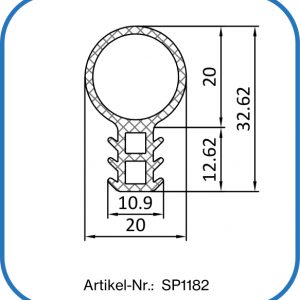 Schlauchdichtung zum Stecken aus Silikon, 33x22mm, Formdichtung
