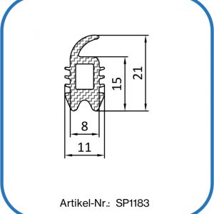Türdichtungsprofil mit Lippe aus Silikon, 21x11mm, Schaltschrankdichtung, Schaltschrankgummi