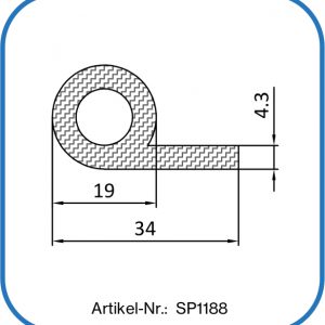 Fahnendichtung aus Silikon, 34x19 mm