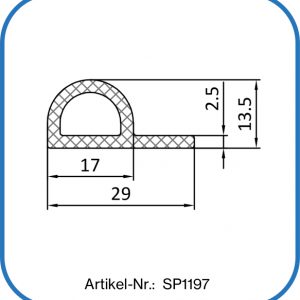 Silikon Fahnenprofil 29x13,5x2,5mm, Pufferprofil in Notenform