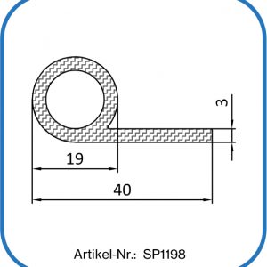 Silikon Fahnenprofil 40x19x3mm, Notenprofil aus Silikon