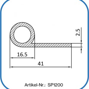Silikon Fahnenprofil 41x16,5x2,5mm, Notendichtung, Notenprofil