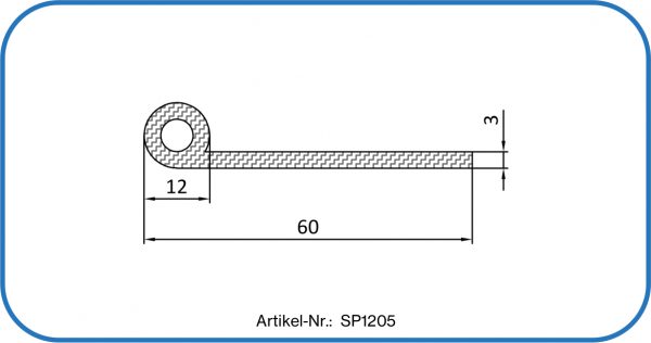 Fahnendichtung aus Silikon 60x12x3mm, Notendichtung aus Gummi