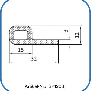 Silikon Fahnenprofil 32x12x3mm, Gumminotenprofil