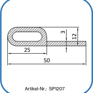 Fahnenprofil aus Silikon 50x12x3mm, Notenprofilgummi