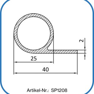 Silikon Notenprofil 40x25x2mm, Notengummi