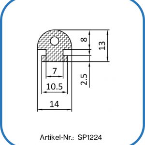 Silikonprofil für C-Schienen 14x13mm mit Hohlkammer