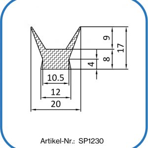 Silikon Schwalbenschwanzdichtung 20x17mm