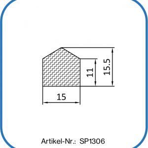 Pfeilprofil aus Silikon, schwarz, 60° Shore A