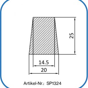 Trapezgummi aus Silikon. Härte: 30° Shore A. Einsatzbereich: Maschinenbau.