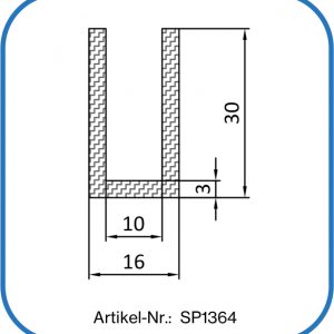 Silikonkautschuk U-Dichtung für eine 10 mm Kante.
