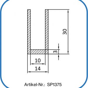U-Dichtung aus Silikon. Für 10 mm Kante. In vielen Farben herstellbar.