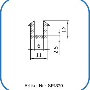 Scheibenverglasungsprofil für 6 mm Glasscheiben.
