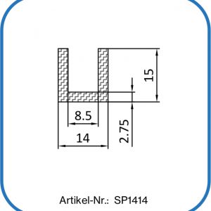 U-Profil aus Silicon. Für eine 8,5 mm Kante. Einsatzbereich: Kühlraumtüren.