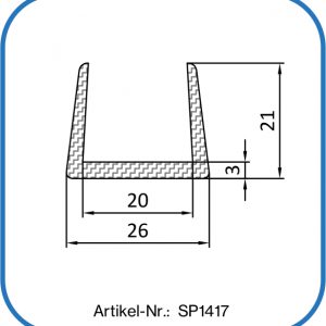 Fassungsprofil aus Silikon. Für einen Klemmbereich bis 20 mm.
