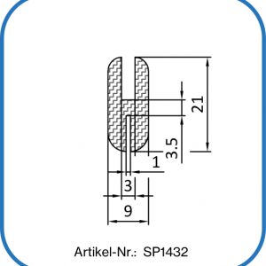 H-Profil aus Silikon. Temperaturbeständig von -50°C bis +200°C. Einsatz: Temperöfen.