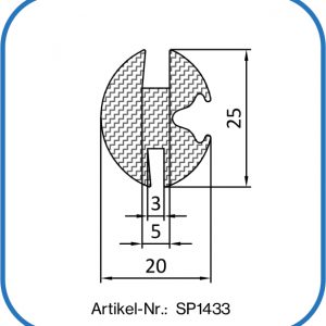 Klemmprofil aus Silikon. Zur Scheibenverglasung in Räucherkammern oder Industrieöfen.